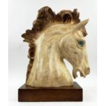 HORSE HEAD, 54cm H x 40cm x 20cm, mid century Italian painted carved wood.