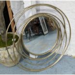 CIRCULAR MIRROR, 99cm diam, abstract gilt metal frame.