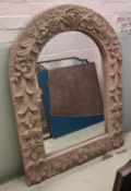 WALL MIRROR, 123cm x 91cm, faux wood frame, simulated carved finish.