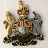 ARMORIAL RELIEF WALL PLAQUE, polychrome finish, 75cm x 70cm.