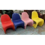 VITRA PANTON CHAIRS, a set of four, by Verner Panton, 93cm H, various colours. (4)