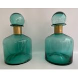 DECANTERS, a pair, 39cm H, Murano style.