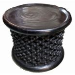 BAMILEKE STOOL, Cameroon, blackwood, 55cm diam x 43cm H.