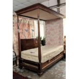 FOUR POSTER BED, 109cm W x 224cm H x 201cm L, late 19th century mahogany with a pair of carved and