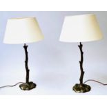 VAUGHAN TRURO TWIG TABLE LAMPS, a pair, with shades, 77cm H. (2)
