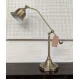 DESK LAMP, 102cm at tallest, 1950's French style, gilt metal.