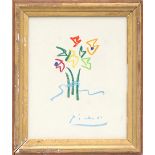 After PABLO PICASSO 'Fleurs', off set lithograph, 14.5cm x 18cm, framed and glazed.