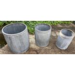 PLANTERS, a graduated set of three, 50cm x 45cm x 45cm at largest.