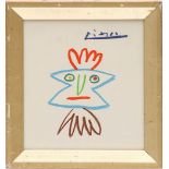 After PABLO PICASSO 'Visage Bleu' and 'Visage Jeune', a pair of off set lithographs, 17.5cm x 16cm