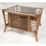 BAMBOO LOW TABLE, 71cm x 60cm x 47cm, 1970s Italian style, glass top.