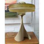 TABLE LAMP, 56cm H, vintage 20th century, perspex shade with gilt detail.
