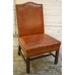 SIDE CHAIR, 66cm W, George III style mahogany in tan leather.