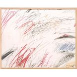 After CY TWOMBLY 'Abstract', print on cotton, ref: Lambert, 89 x 114 cm, framed and glazed.