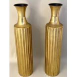 FLOOR VASES, a pair, 89cm H, gilt metal. (2)