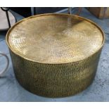 DRUM TABLE, 74cm diam x 35cm, 1970s Italian style, gilt metal.