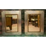 WALL MIRRORS, 86cm x 65cm, a pair, late 20th century aluminium clad with wood slips (from an Air