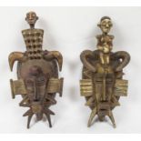 SENUFO MASKS, a pair, Ivory Coast, made for children, 40cm H. (2)