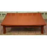 LOW TABLE, 32cm H x 122cm W x 82cm D, Chinese red lacquer with rectangular top.