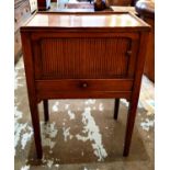 BEDSIDE CUPBOARD, 66cm H x 47cm x 31cm, George III mahogany with tambour door and drawer below.