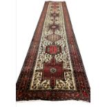 PERSIAN KARAJA LONG RUNNER, 350cm x 78cm.