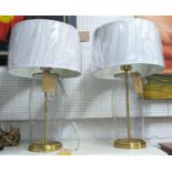 LAUREN RALPH LAUREN HOME TABLE LAMPS, a pair, glass and gilt, with shades, 71cm H. (2)