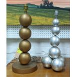 TABLE LAMPS, 46cm at tallest, a collection ot two, one in a silvered finish, the other with a gilt