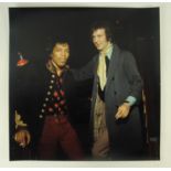 JIMY HENDRIX and ERIC CLAPTON, on the stairs of the Speakeasy club in Margaret St. in London in