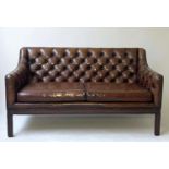 SOFA, Georgian style buttoned hand finished natural leather, 139cm W.