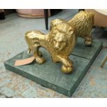 CONTEMPORARY SCHOOL SCULPTURAL LIONS, a pair, 30cm x 51cm x 35cm (2)