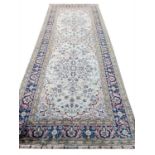 FINE PURE SILK TURKISH HEREKE RUNNER, 250cm x 100cm.