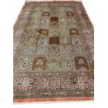 FINE PURE SILK PERSIAN GARDEN DESIGN RUG 205cm x 130cm