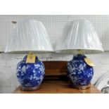 LAUREN RALPH LAUREN HOME TABLE LAMPS, a pair, cherry blossom blue and white ceramic, 55cm H. (2)