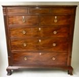 SCOTTISH HALL CHEST, early 19th century Scottish flame mahogany adapted with five drawers, 112cm x