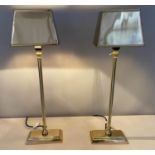 LIBRARY LAMPS, 60cm H x 18cm wide x 13cm, a pair, gilt metal. (2)