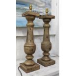 TABLE LAMPS, a pair, aged finish, 70cm H. (2)