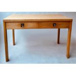 HOMEWORK TABLE, limed oak with foldover extending top and two drawers, 114cm x 61cm x 74cm H (