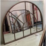 MIRROR, 98cm H x 142cm, arched industrial style.