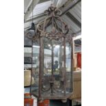 HALL CANDEL LANTERN, French style, aged metal finish, 125cm drop.