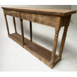 HALL TABLE, antique Moorish hardwood shallow rectangular with carved frieze and plinth, 127cm x 64cm