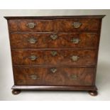 CHEST, early 18th century English, Queen Anne walnut with five drawers, 95cm W x 56cm D x 83cm H.