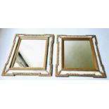 WALL MIRRORS, a pair, rectangular late 19th/early 20th century gilt and marble framed. (2)