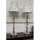 LAUREN RALPH LAUREN HOME TABLE LAMPS, a pair, candlestick type bases, with shades, 84cm H x 31cm. (