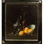 AFTER WILLEM KALF 'Still Life with Jug and Citruses', oil on canvas, 78cm x 68cm, framed.