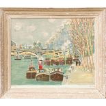 ROBERT SAVARY 'Quai de Paris', hand-signed artist proof, 55cm x 65cm, in a vintage French frame. (