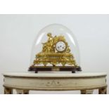 MANTEL CLOCK, late 19th century French gilt metal and marble with figure of Demeter goddess of