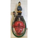 GUNO MASK, Ivory Coast, zaoui red painted, 47cm H.