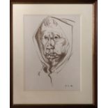 MICHAEL AYRTON (British, 1921-1975) 'Portrait of a Hooded Figure', watercolour, 48cm x 33cm, framed.