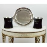 DOM PERIGNON TRAY AND A PAIR OF CHAMPAIGN COOLERS, inscribed Oenotheque, designed by Martin Szekely,