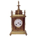 MANTLE CLOCK, 19th century engraved brass by Howell James and Co to the queen based in Regent St