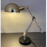 DESK LAMP, gilt and white metal frames, black slate base,45cm high, 15cm diam.